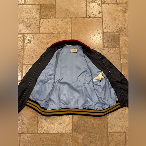 Gucci x MLB AW18 Pirates Black Leather Bomber Varsity Jacket - Picture 10 of 16